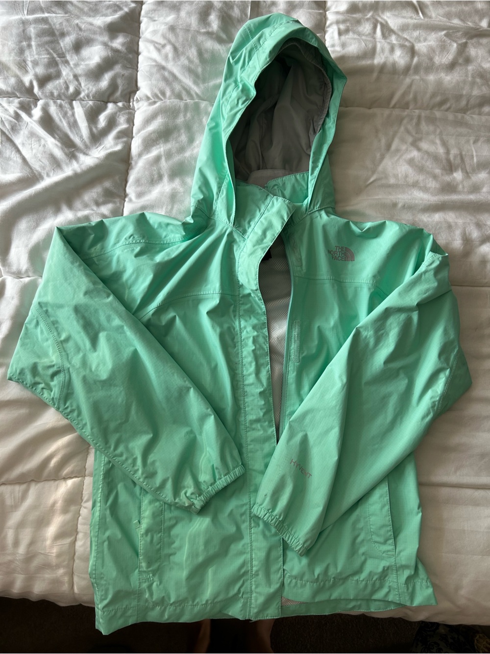 North Face Kids Mint Green Lightweight Rain Jacket